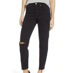 NWT Levi’s Wedgie High Rise Black Jeans Raw Hem Size 27